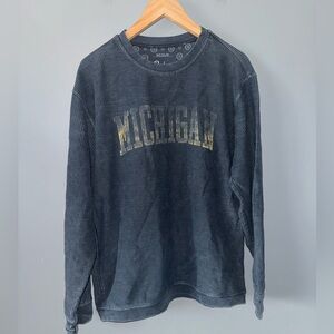 Pressbox Navy Michigan Wolverines Comfy Cord Vintage Wash Pullover Sweatshirt